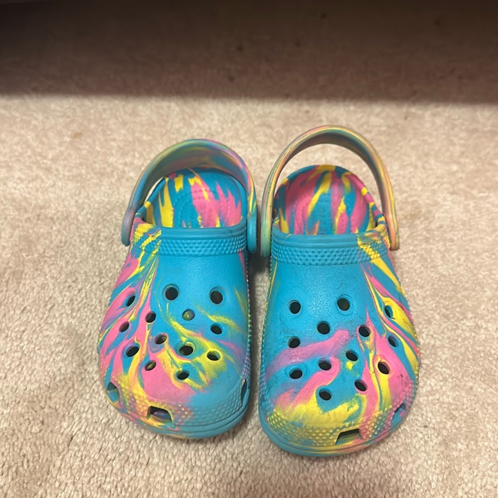 Rainbow swirl Crocs